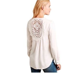 Holding Horses | Anthro Holding Horses Crochet Long Sleeve Womens White Top
